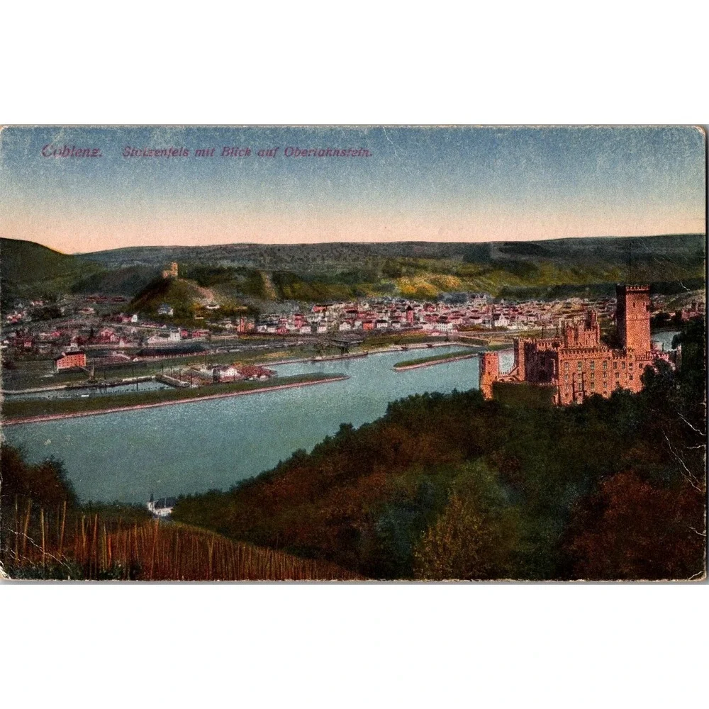 Vintage Coblenz Stolzenfels Castle View‎ Postcard Germany Scenic